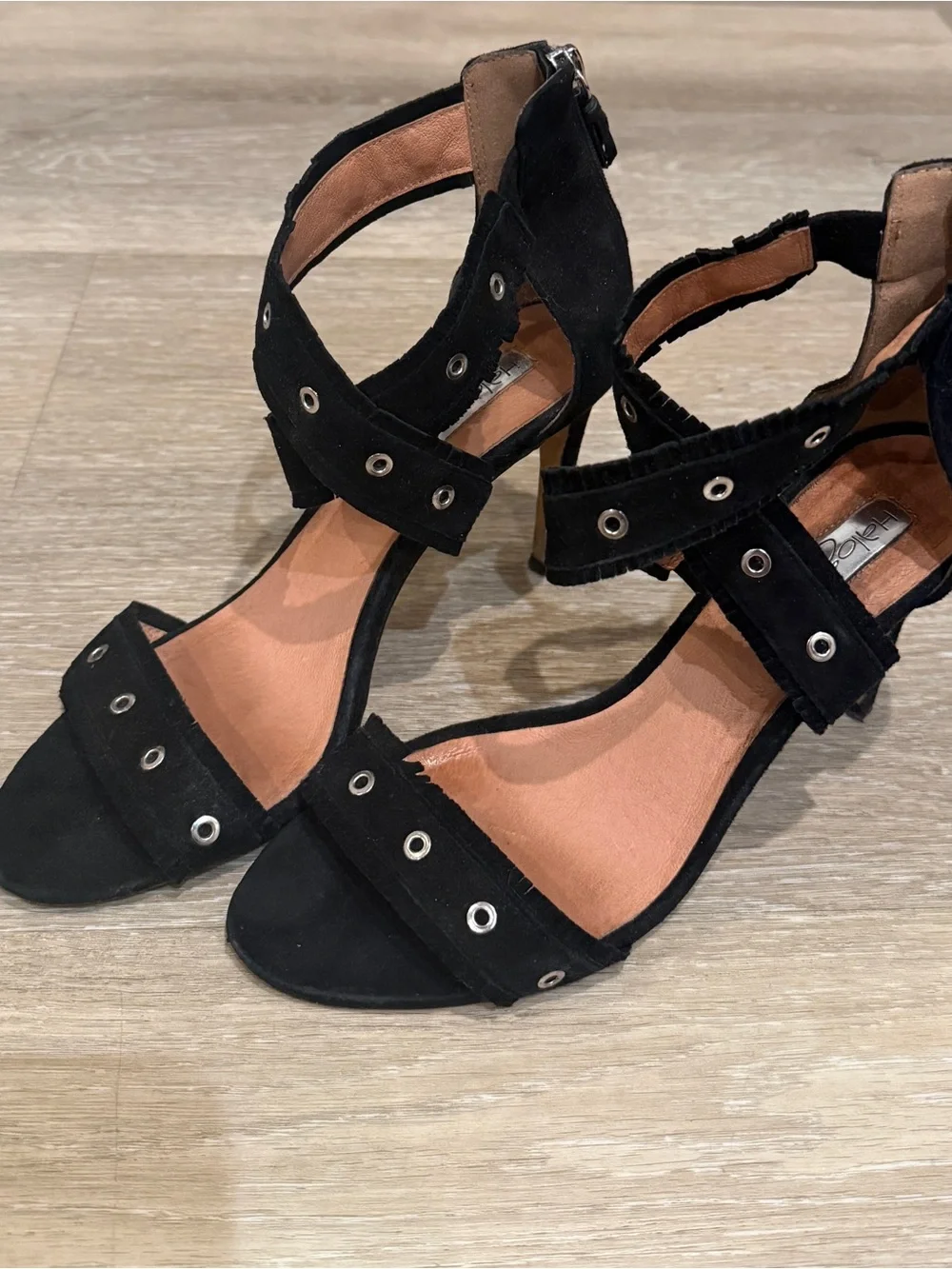 Halogen Black Grommet Strappy Heeled Sandals